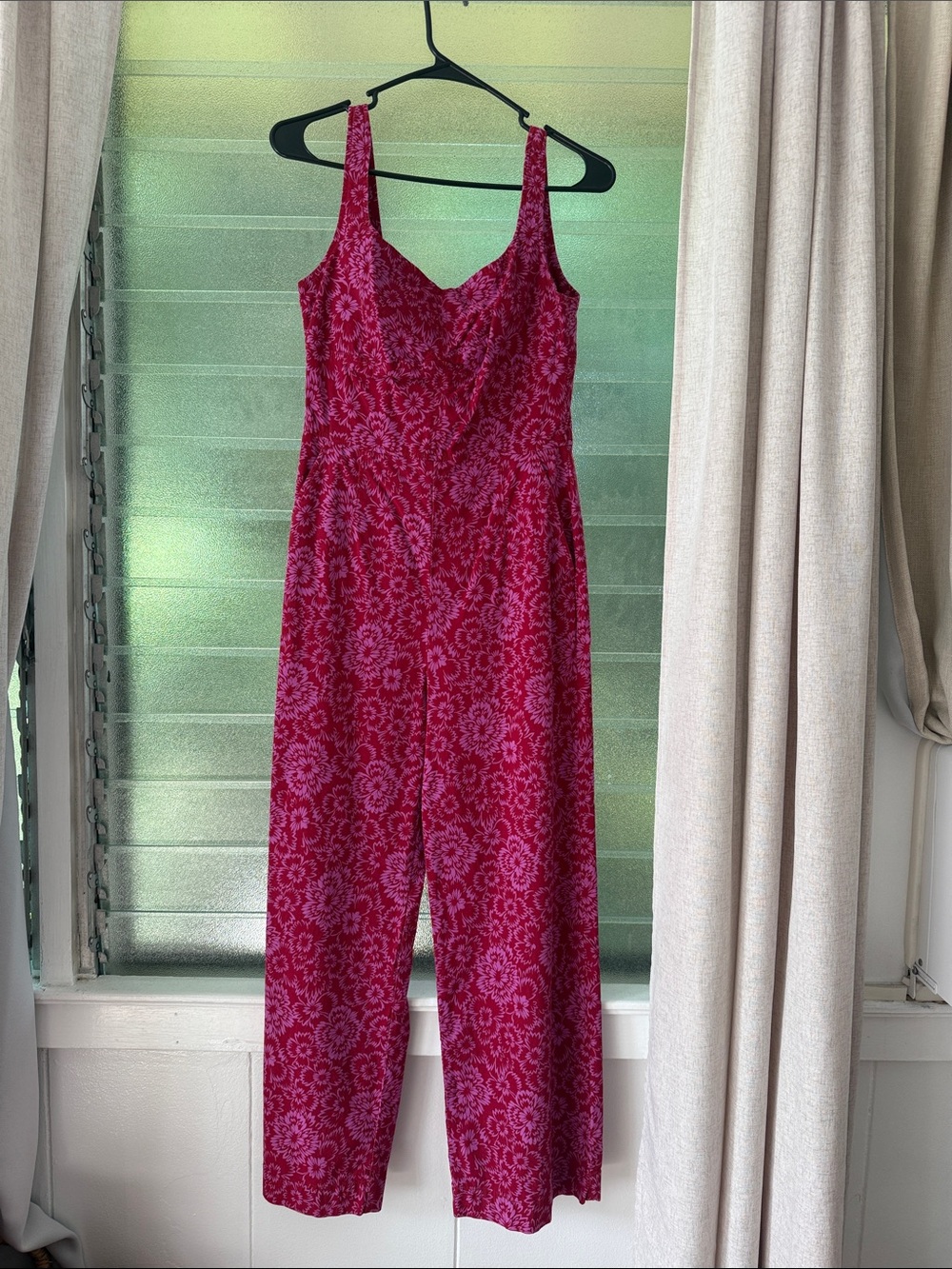 Anthropologie Pink Floral Sleeveless Jumpsuit
